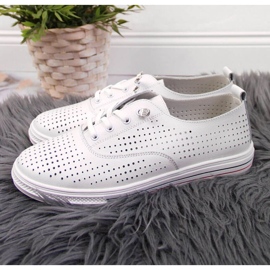 Leather openwork shoes Vinceza W JAN85 white 2