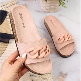 Slippers with a chain Potocki W WOL65 pink 1