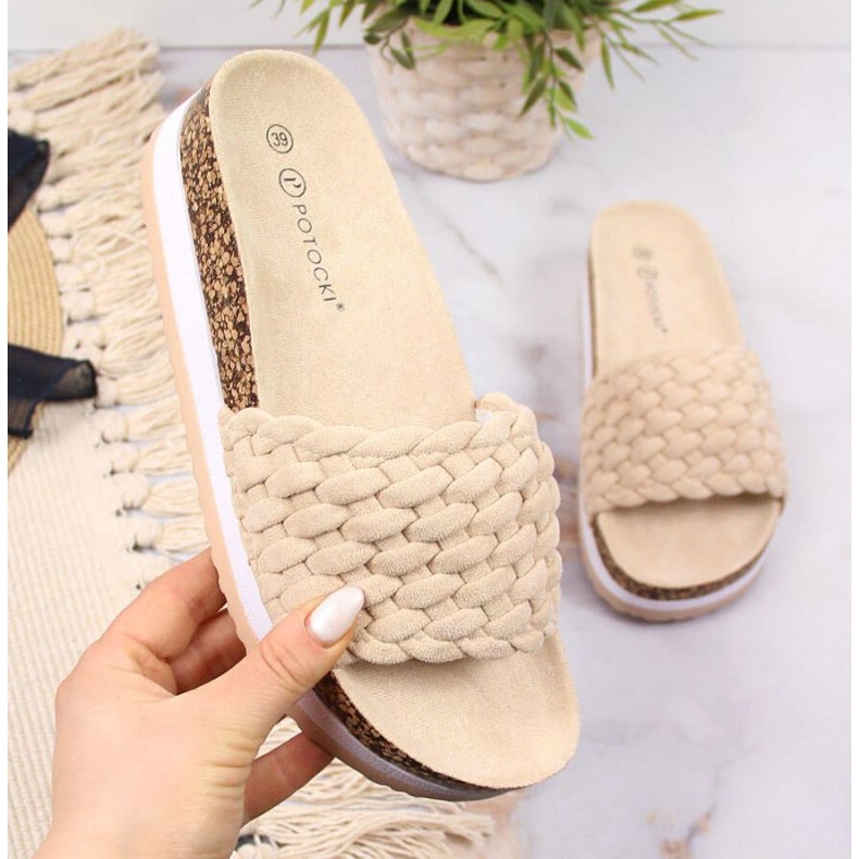 Potocki W WOL66B beige platform slippers 1