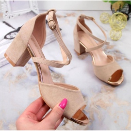 Sandals on the post Potocki W WOL67B beige 1