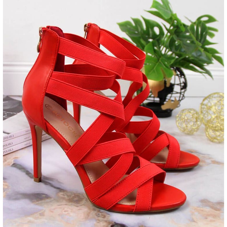 Sandals on a high heel Potocki W WOL69B red 2