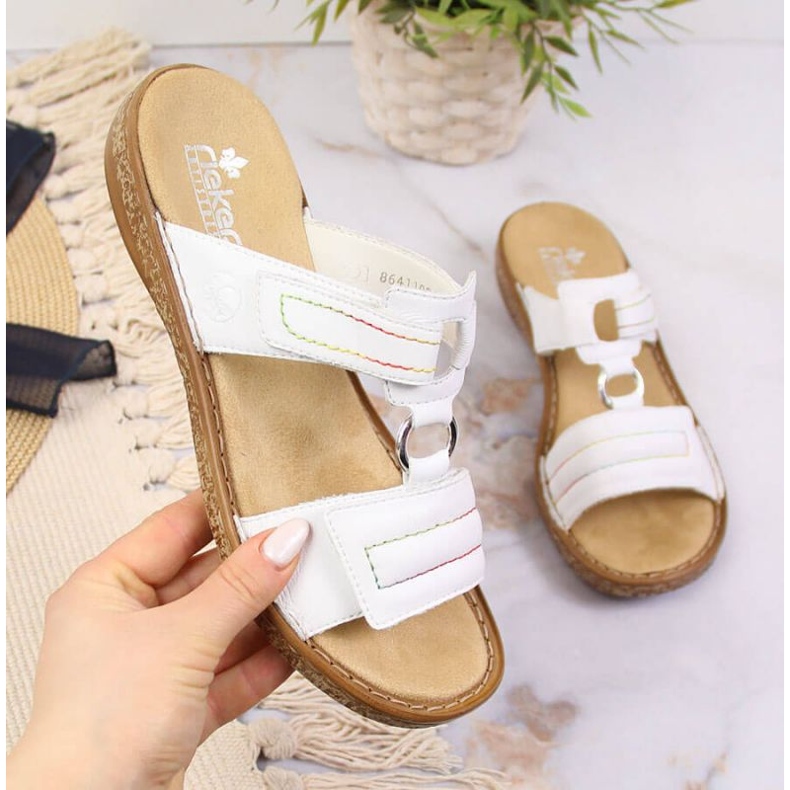 Velcro leather Rieker W RKR511 white 1