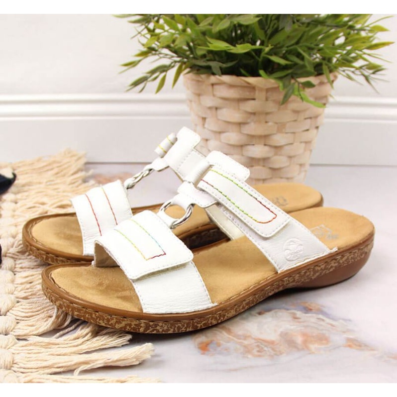 Velcro leather Rieker W RKR511 white 2