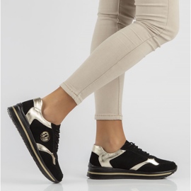 Leather sneakers Filippo DP3544 / 22 Bk black golden 1