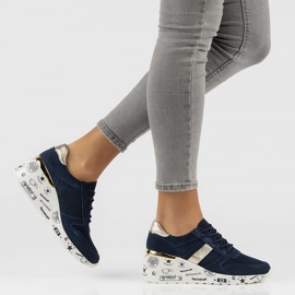 Leather Sneakers Filippo DP3550 / 22 Nv navy blue golden 2