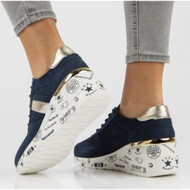 Leather Sneakers Filippo DP3550 / 22 Nv navy blue golden 1