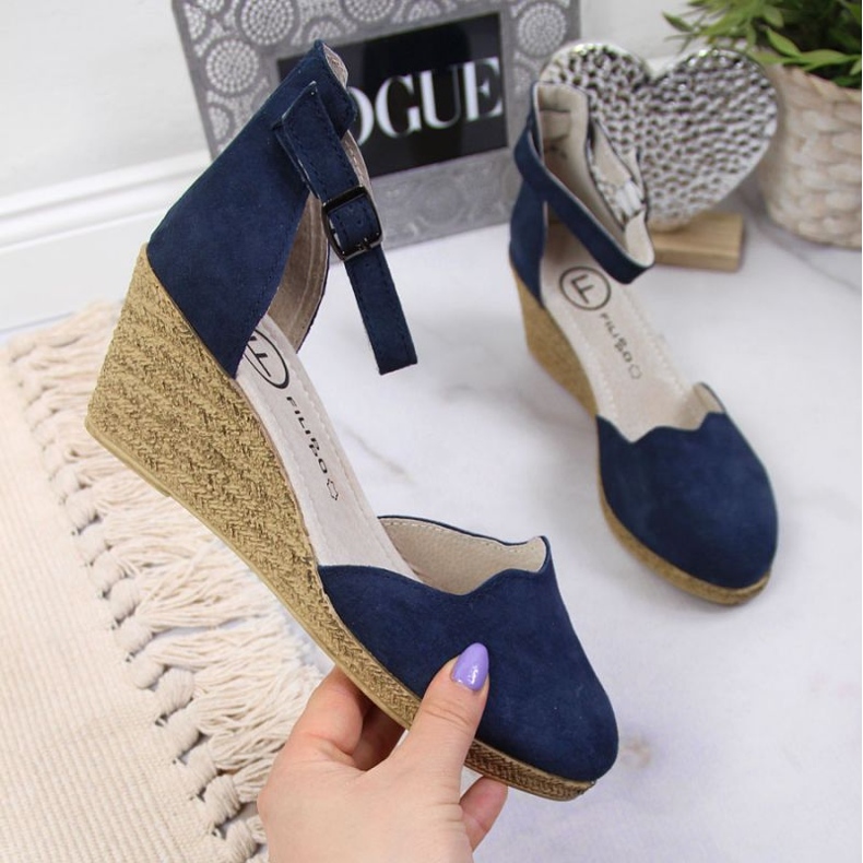 Leather sandals on the wedge Filippo W PAW132D navy blue 1