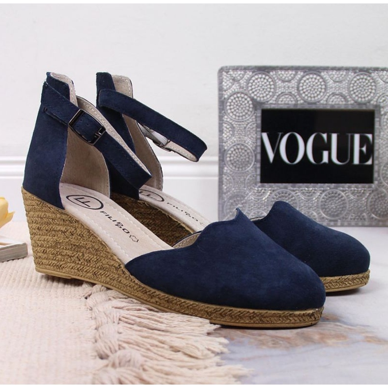 Leather sandals on the wedge Filippo W PAW132D navy blue 2