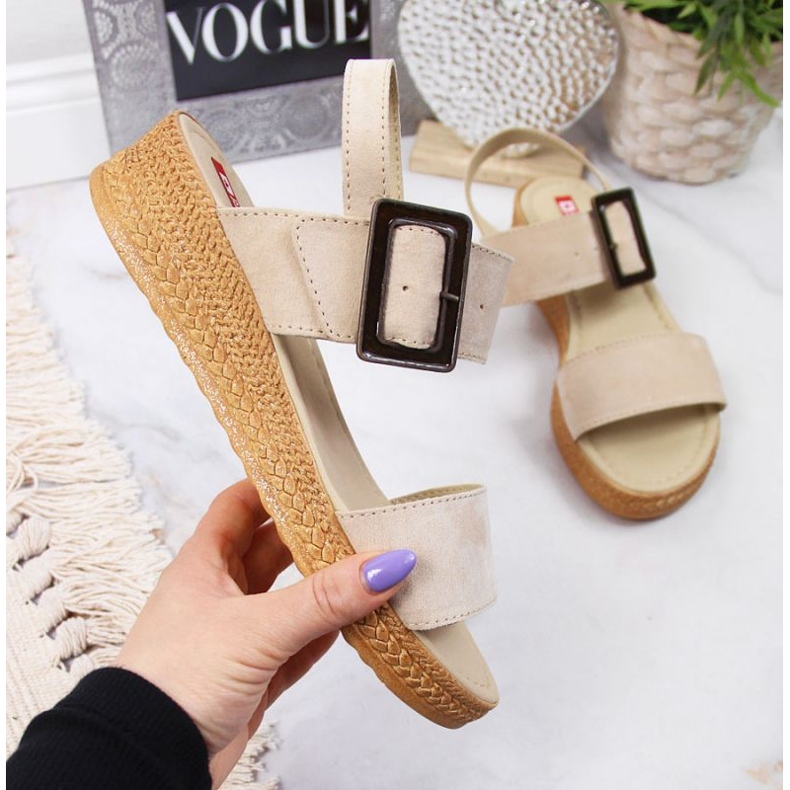 Wedge sandals Big Star W JJ276032 beige 1