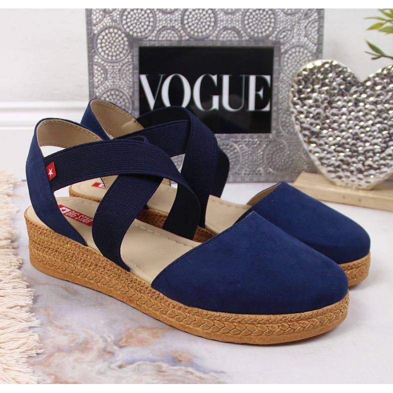 Sandals on the wedge Big Star W JJ276037 navy blue 2