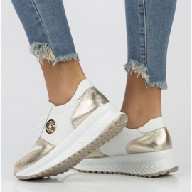 Leather Sneakers Filippo DP3547 / 22 Wh Go white golden 2