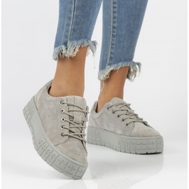 Leather sneakers FILIPPO DP3527 / 22 Gr gray grey 1
