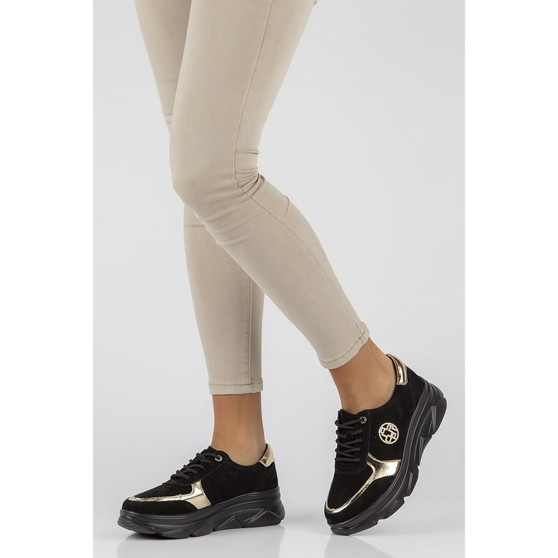 Leather Sneakers Filippo DP2138 / 22 Bk Go black golden 1