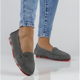 Gray leather Filippo DP2037 / 22 Gr Rd loafers grey 2