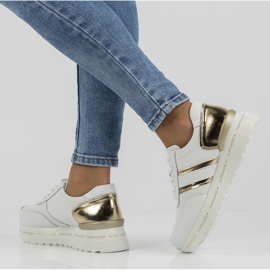 Leather Sneakers Filippo DP3689 / 22 Wh white golden 1