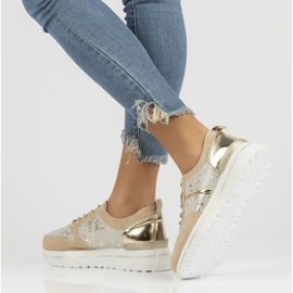 Leather Sneakers Filippo DP3691 / 22 Be Go beige golden 2