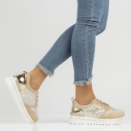 Leather Sneakers Filippo DP3691 / 22 Be Go beige golden 1
