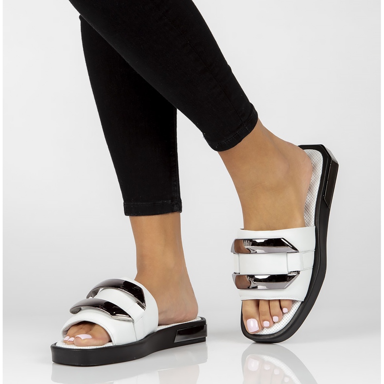 Leather slippers Filippo DK3903 / 22 Wh white 1