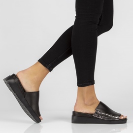 Leather slippers Filippo DK3921 / 22 Bk black 1