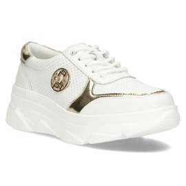 Leather Sneakers Filippo DP2138 / 22 Wh Go white golden 1 Leather Sneakers Filippo DP2138 / 22 Wh Go white golden 1