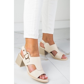 Elegant leather sandals LA.FI beige 1