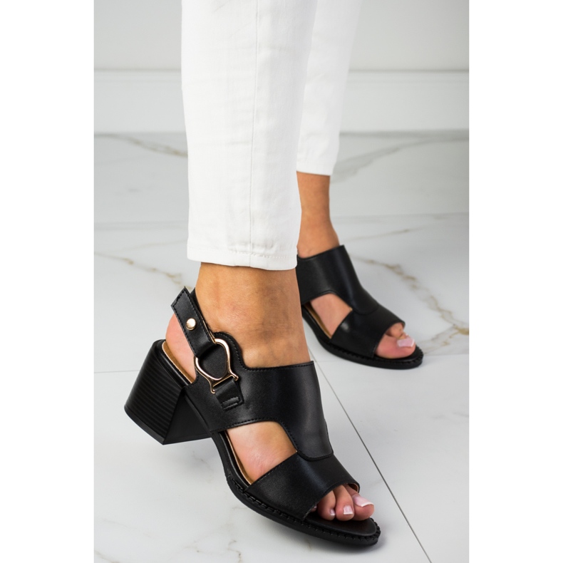Elegant leather sandals LA.FI black 1