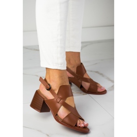 Leather high-heeled sandals LA.FI brown 1