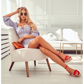 FW1 Women's Sandals On Wedge With Cubic Zirconia Red Linette 2