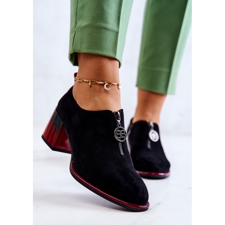 S.Barski Fashionable suede shoes on a black and red Lorena post 2