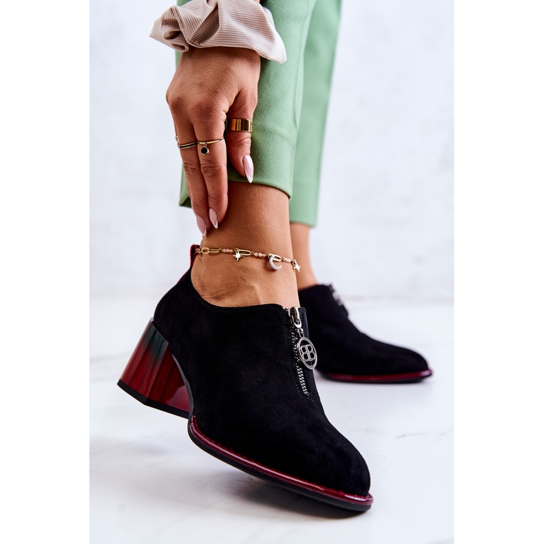 S.Barski Fashionable suede shoes on a black and red Lorena post 1