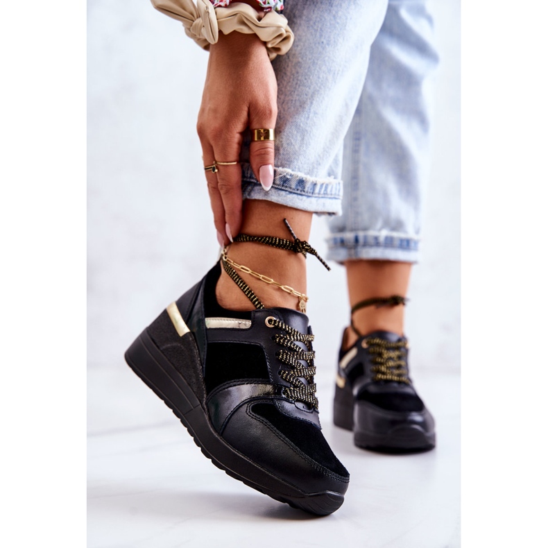 S.Barski Black Rayana Leather Sport Shoes On A Wedge 1 S.Barski Black Rayana Leather Sport Shoes On A Wedge 1