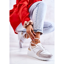 S.Barski Leather sport shoes on a wedge white and gray Rayana 1