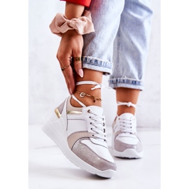 S.Barski Leather sport shoes on a wedge white and gray Rayana 2