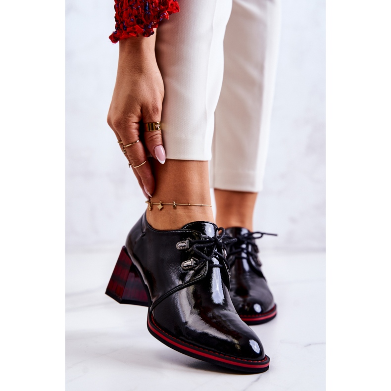 S.Barski Lacquered shoes with a zipper in black and red Laurosa 1