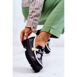 S.Barski Lacquered Women's Loafers Black and White Cassida 1