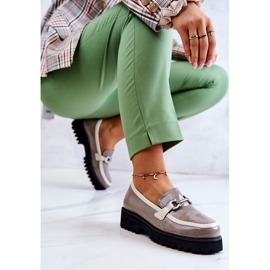 S.Barski Lacquered Women's Loafers Beige-White Cassida 1