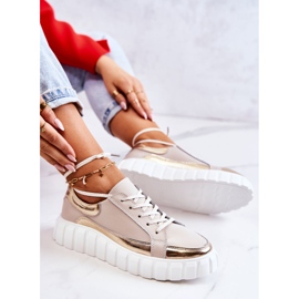 S.Barski Women's Brogues On The Beige And Gold Noriso Platform golden 1