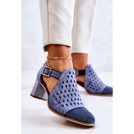 Women's Leather Openwork Boots Maciejka 04962-06 Blue 2
