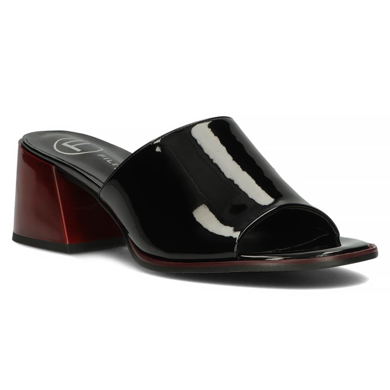 Leather Filippo DK3722 / 22 Bk black slippers 1