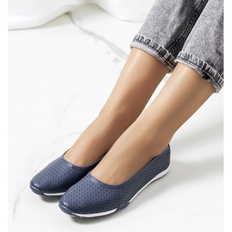 Simge navy blue leather ballerinas 1
