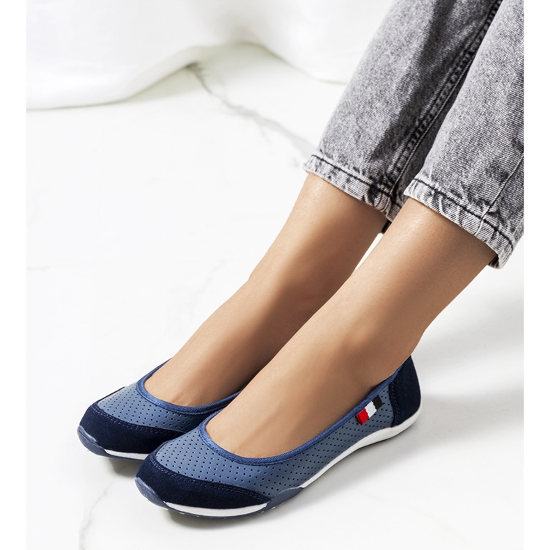Kester navy leather ballerinas navy blue 1