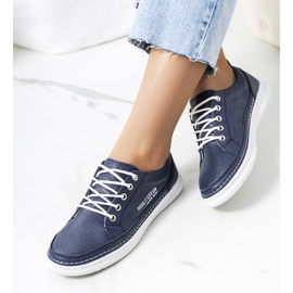 Navy blue leather Valeska sneakers 1