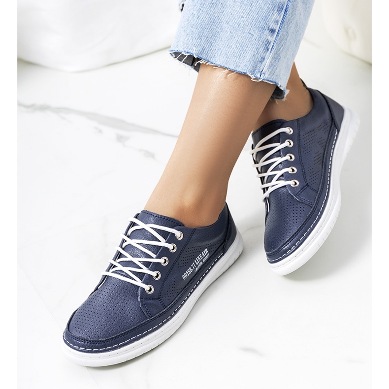 Navy blue leather Valeska sneakers 1 Navy blue leather Valeska sneakers 1