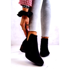 Vinceza Black Carine Openwork Suede Booties With A Cut 1