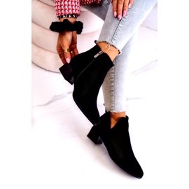 Vinceza Black Carine Openwork Suede Booties With A Cut 3