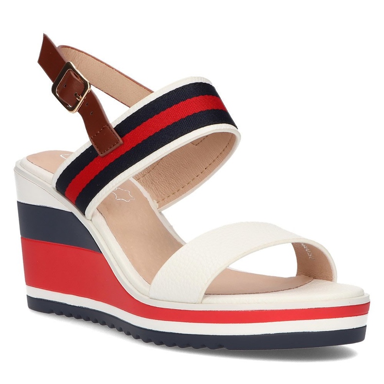 Sandals on the wedge Filippo DS2094 / 22 Wh Nv white red navy blue 1