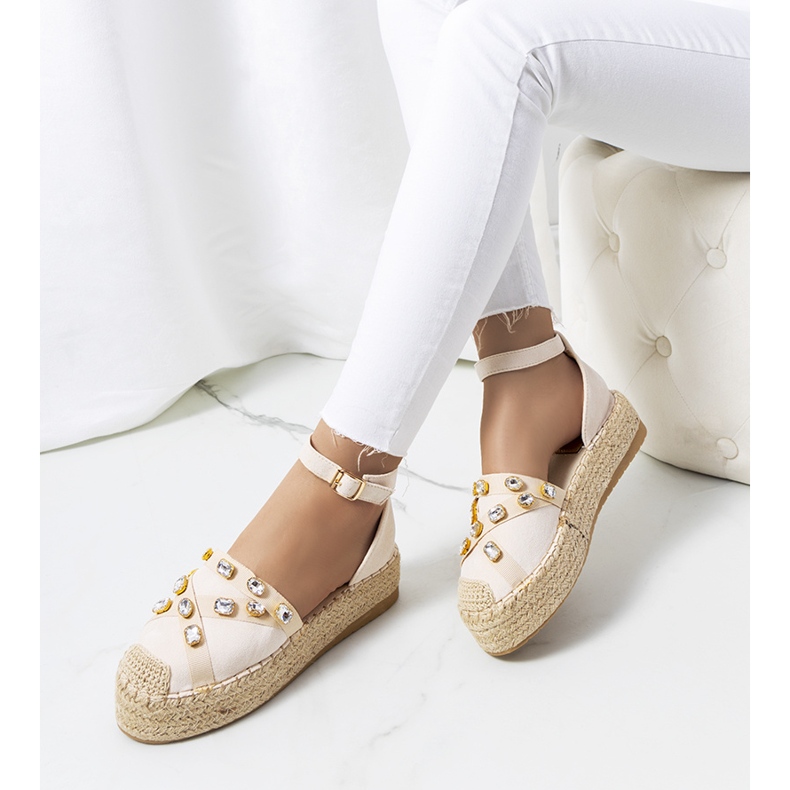 Beige espadrilles with Dide cubic zirconia 1