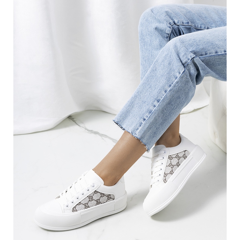 White sneakers on the Birkett platform grey 2