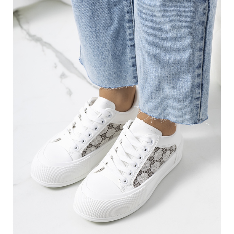 White sneakers on the Birkett platform grey 1