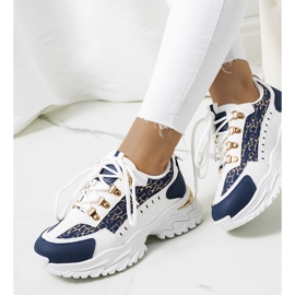 White and navy blue women's sneakers from Remmers 1